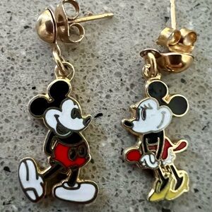 Mickey and Minnie Mouse Gold Earrings